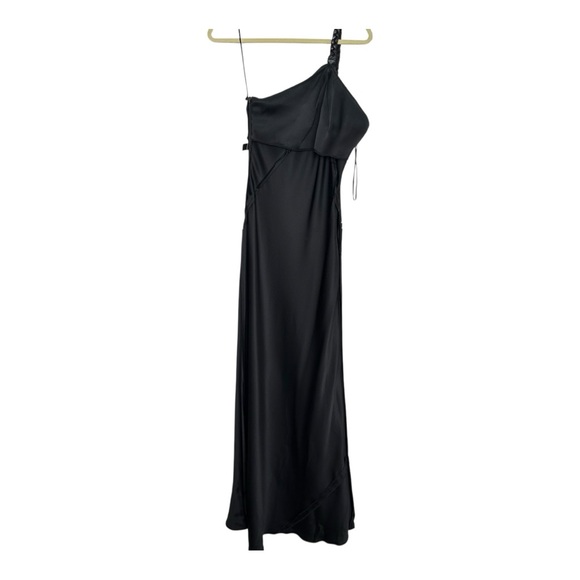ELIE TAHARI Black Silk One-Shoulder Maxi Dress Braided Strap Evening Gown Sz 10 - Picture 10 of 14